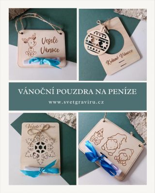 Hledáte originální způsob, jak darovat peníze pod stromeček? 🌲 Naše dřevěné pouzdro s vánočním gravírováním promění...